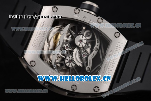 Richard Mille RM053 Asia Automatic Steel Case with Skeleton Dial and Black Rubber Strap - Click Image to Close